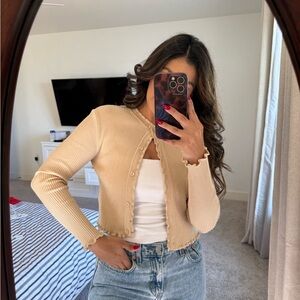 Women's Cropped Cream Cardigan